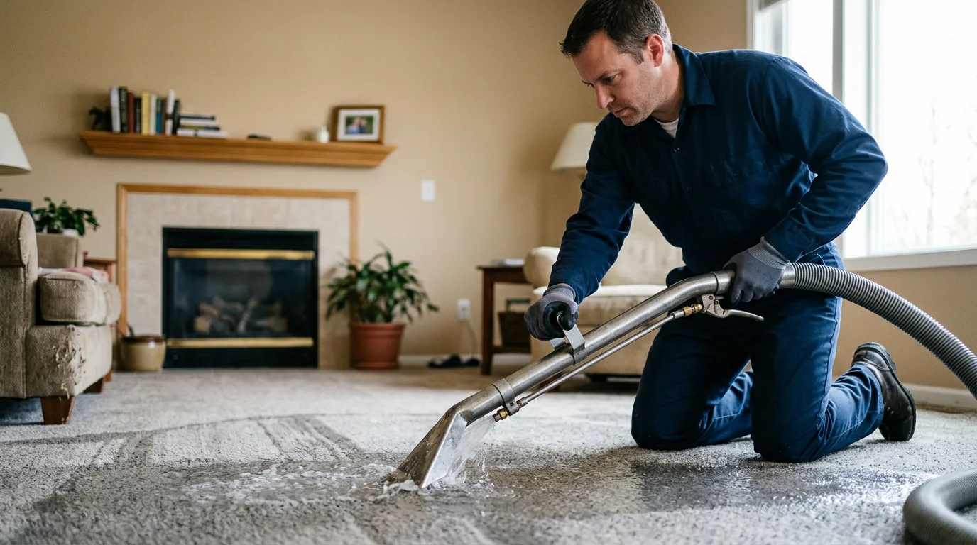 Water damage restoration technician working near Bloomfield, CT
